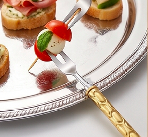 Elegant Gold Textured Handle Flatware Set With <b>Mirror</b> Polish Fork Dishwasher Safe For Wedding Dining Essentials - Product Image 2