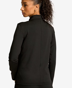 High Quality Women Black Full Zip Mock Neck <b>Workout</b> <b>Jacket</b> Sweat-Wicking Activewear Regular Fit Long Sleeve Solid Color Yoga Top - Product Image 2