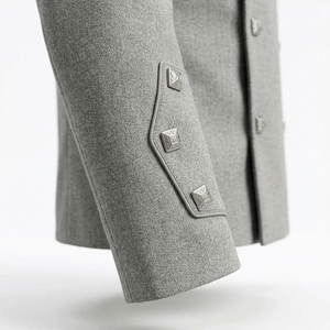 Montrose Grey Doublet Jacket Men Stand Collar Epaulet Silver Button Highland Kilt Formal <b>Dress</b> - Product Image 5