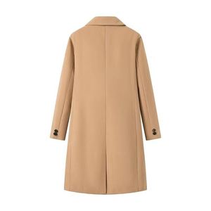 Manteau long en coton et laine de qualité supérieure, à double boutonnage, ceinturé, chaud et élégant pour femmes, idéal pour l'hiver. - Product Image 3