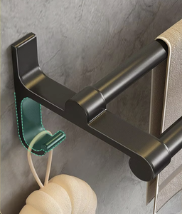 Porte-serviettes mural moderne à double barre en acier inoxydable, adhésif puissant, sans trace, pour salle de bain (OEM/ODM) - Product Image 2