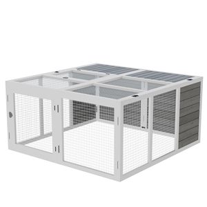 Casetta per Conigli Classica di Lusso in Legno di Abete con Tetto Apribile e Pieghevole per 1-4 Conigli, Cuccia per Animali Domestici da Interno con Struttura Solida - Product Image 1