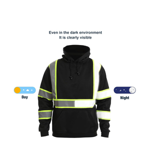 Vêtements de travail haute visibilité pour constructeurs, vêtements de sécurité réfléchissants pour hommes, sweat-shirt noir uni à rayures pour usage industriel - Product Image 5