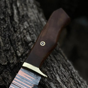 Couteau de chef Burraq en acier Damas fait main, étui en cuir premium, manche en bois, lame de 7 pouces, épaisseur de 3,0 mm, compatible lave-vaisselle - Product Image 3