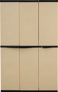 2 Door Storage Cabinet Floor Standing Organizer <b>Bin</b> Storage Unit Beige Black for Home Closet - Product Image 2