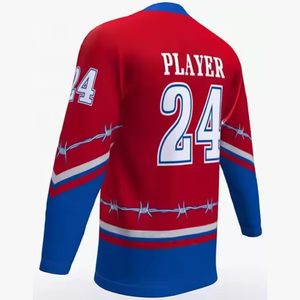 Camisetas de Hockey sobre Hielo Unisex para Equipos Nacionales, Servicio OEM, Sublimación Personalizada, 100% Poliéster, Malla Transpirable, Antibacteriana - Product Image 6