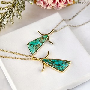 Colgante de Plata de Ley 925 Chapado en Oro de 14K con Turquesa y Cobre, Colgante de Piedra Preciosa Natural, Regalo de Joyería para Mujer - Product Image 1