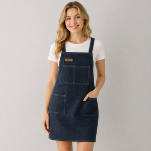 <b>Back</b> Strap Bib Sleeveless Comfortable Denim Barber Salon Apron | Adjustable Fashion Style Customized Colors for Barbers Hair - Product Image 5
