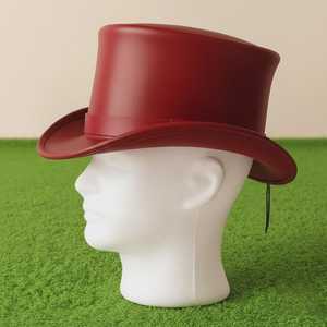 Sombrero de copa rojo de cuero genuino hecho a mano de primera calidad, estilo gótico steampunk victoriano para festivales. - Product Image 2