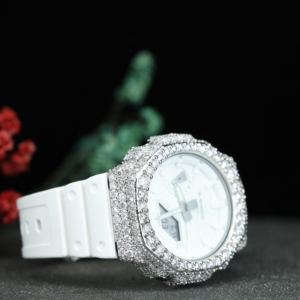 Montre Hip Hop VVS Moissanite Iced Out, Montre Diamantée Bust Down, Argent 925, Quartz de Luxe, Bracelet Blanc, Vente en Gros - Product Image 6