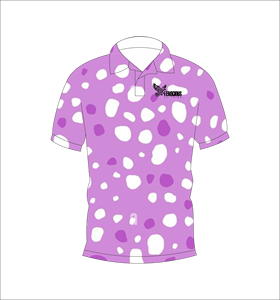 เสื้อโปโลผู้ชายแบบสั่งทำพิเศษ สีม่วงลายจุด สำหรับกอล์ฟ ระบายเหงื่อได้ดี แขนสั้น ชุดยูนิฟอร์มประสิทธิภาพสูง ผู้ผลิต OEM - Product Image 4