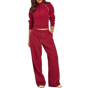 Ensemble d'échauffement personnalisé pour cheerleading, veste à fermeture éclair intégrale avec logo imprimé étoiles scintillantes, pantalon évasé, plusieurs couleurs, survêtement d'entraînement d'équipe - Product Image 6