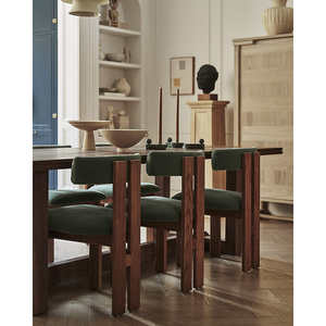 Chaise de salle à manger d'intérieur moderne en bois recyclé massif naturel de haute qualité, design durable, coussin imperméable en olive pour restaurant - Product Image 5