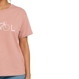 เสื้อยืดโอเวอร์ไซส์พิมพ์ลายกราฟิกจักรยานสีชมพูหม่นสำหรับผู้หญิง คอกลม แขนสั้น แฟชั่นฤดูร้อน ผ้าคอตตอนผสม สวมใส่สบาย - Product Image 4