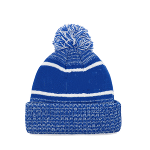 Ensemble bonnet et écharpe longs en tricot rayé bleu et blanc avec logo personnalisé Alpha Phi Beta Sorority, bonnet à pompon, pour l'hiver, pour les universités et les collèges - Product Image 5