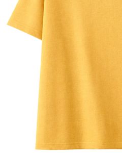 Camiseta de Mujer Amarillo Mostaza Personalizada con Bordado de Patchwork, Cuello Redondo, Algodón Suave, Manga Corta, Informal, Ligera, para Verano - Product Image 6