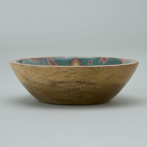 Bol en émail en bois style Charpai à imprimé floral, idéal pour servir salades, fruits, collations, pour la cuisine, la salle à manger, la décoration intérieure, vente en gros - Product Image 1