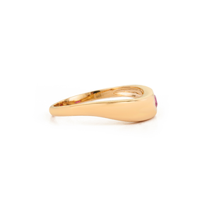 Bague unisexe empilable en or jaune massif 14 carats avec rubis et motif ondulé, dernier design, best-seller, collection Gypsy, par le fabricant de bijoux - Product Image 5