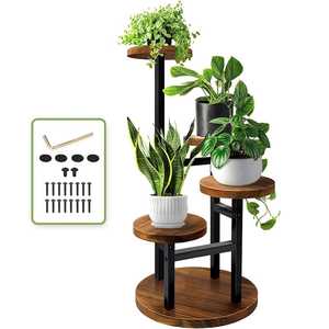 Support de plantes en bois moderne avec trois étagères circulaires pour plantes vertes d'intérieur, décoration de la maison, style minimaliste - Product Image 2