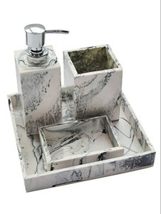 Juego de Accesorios de Baño de Resina de Diseño de Lujo, 4 Piezas, Juego de Regalo Personalizable, Portacepillos de Dientes, Vaso para Cepillos de Dientes, Dispensador de Jabón - Product Image 5