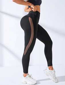 Leggings Deportivos de Mujer de Cintura Alta, Largos, Negros, Elásticos, Transpirables, Ecológicos, con Paneles de Malla y Compresión - Product Image 4