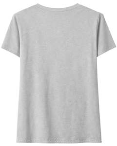 Camiseta de Algodón Gris Claro para Mujer con Pedrería, Manga Corta Casual, Top de Moda de Verano, Fabricante OEM con Logotipo Personalizado al por Mayor - Product Image 4
