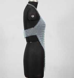 Irregular Cut Chainmail Halter Top Silver Plated Stainless Steel Fashion Armor <b>Dress</b> - Product Image 3