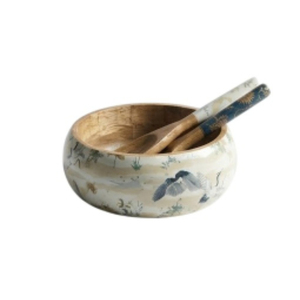 ชุดชามสลัดลายไม้เคลือบเงาพร้อมที่ตักเข้าชุด ลายดอกไม้เขตร้อน ชามเสิร์ฟตกแต่งสำหรับบ้านและร้านอาหาร - Product Image 5