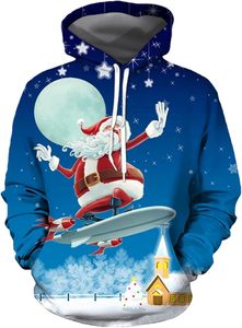 Sweat à capuche pour homme avec imprimé renne de Noël, nœud rouge et chapeau de Père Noël, décontracté pour l'hiver - Product Image 6