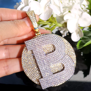 Custom Name Initial Letter Logo Charm Pendant S925 Silver Rhodium Plated VVS Moissanite Iced Hip Hop Medallion Bespoke Jewelry - Product Image 6