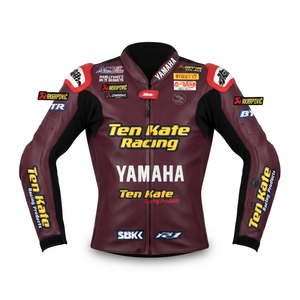 Men’s Ramaha Motorcycle <b>Racing</b> <b>Jacket</b>/Chaquetta Genuine Cowhide Leather CE Level 2 Protection Armor with Hump - Product Image 1