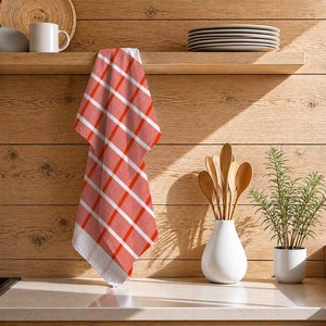Serviettes de cuisine en coton gaufré 100% coton, séchage rapide, écologiques, personnalisables, chiffon de nettoyage de cuisine, motif à carreaux, en provenance d'Inde. - Product Image 1