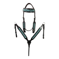 Manaal Enterprises Chaps Western en Cuir Véritable de Haute Qualité avec Incrustation Turquoise, Fermeture à Boucle Réglable, Poche Standard pour