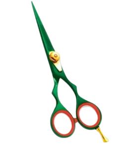 Tijeras de corte de pelo de tornillo ajustable profesional verde de moda y rentable con hoja recta de acero inoxidable - Product Image 1