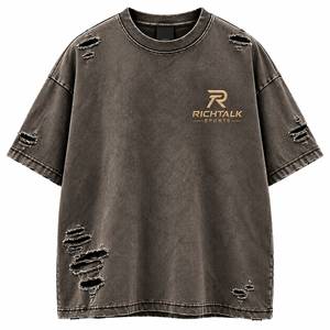 Men's Oversized Black Knitted T-<b>Shirt</b> Short Sleeve O-Neck Front Silk Screen Printed Breathable Cotton Sportswear - Product Image 2