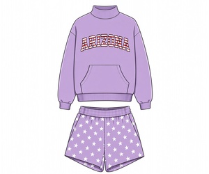 Ensemble décontracté pour femme : sweat-shirt imprimé à col montant et short à motif étoile – Tendance streetwear, doux et confortable pour le quotidien - Product Image 4