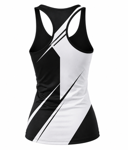 Women's Casual Reversible Sporty <b>Tank</b> <b>Top</b> Black <b>White</b> Quick Dry Knitted Polyester Front Logo O-Neck Customizable - Product Image 2