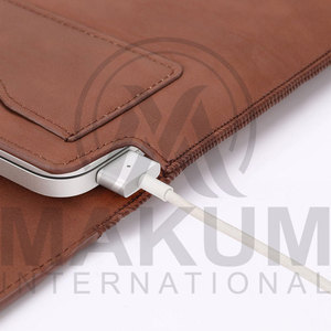 Brown PU Leather & Original Leather <b>Laptop</b> <b>Sleeve</b> with Flap Closure and Inner Pocket for Portable Protection - Product Image 4
