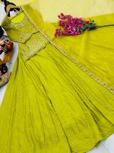 New Arrivals Latest Fashion Elegant Wedding <b>Party</b> Wear <b>Top</b> Lehenga Dupatta Set simmer silk - Product Image 5