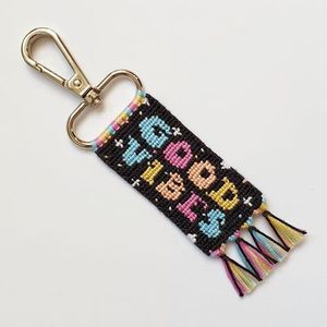 Boho Embroidery Premium Quality Beaded Keychain Handmade Fabric Lightweight Key <b>Ring</b> Decorative Handbag Charm Colorful Bead Work - Product Image 1