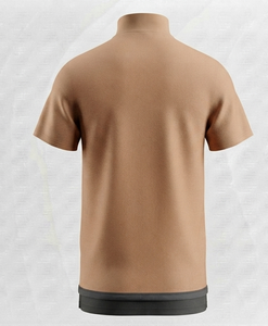 Men's Short Sleeve <b>Turtleneck</b> Knitted T-Shirt Regular Fit Solid Color Casual Style - Product Image 3