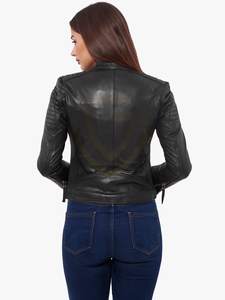Veste en cuir pour femme avec fermeture éclair sur le devant, respirante, style streetwear, veste en cuir pour femme - Product Image 6