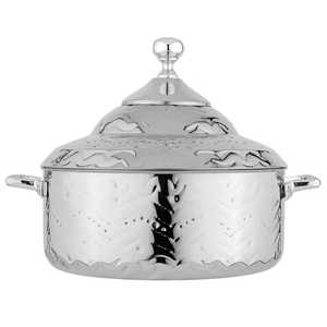 Chauffe-plat de luxe en acier inoxydable doré martelé avec couvercle bombé, pot isotherme pour service de buffet et traiteur - Product Image 3