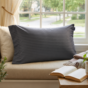 Wholesale Premium Charcoal Tonal Stripe <b>Pillow</b> Cover with Tailored Flange <b>Decorative</b> Rectangle <b>Pillow</b> Case for Hotel Home Beddi - Product Image 1