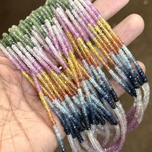 Cuentas facetadas de zafiro multicolor natural, cuentas de zafiro arcoíris de 3-3.5mm, hebras de 16 pulgadas, piedra preciosa natural para la fabricación de joyería. - Product Image 3