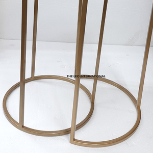 Ensemble de 2 tables basses plaquées or, en acier inoxydable et marbre, design luxueux, créatif, nordique, moderne, avec caractéristiques durables - Product Image 4