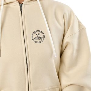 Sudadera con capucha unisex con cremallera de color amarillo claro para mujer, sudadera informal con cremallera completa, chaqueta con capucha extragrande y cómoda para ropa urbana - Product Image 6