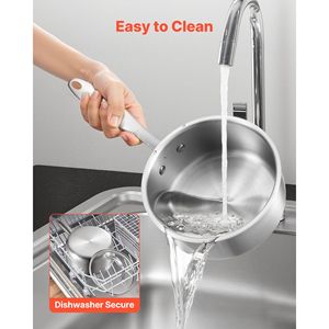 Cacerola de Acero Inoxidable de 1.5 Qt con Tapa de Vidrio, Olla Pequeña Antiadherente Multiusos para Uso Diario - Product Image 3