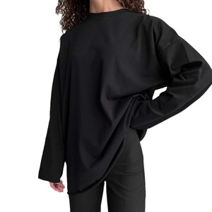 T-shirt pour femme de haute qualité, style streetwear, col rond, manches longues, décontracté, grande taille, pour la gym, 260 g/m², tissu lourd - Product Image 1
