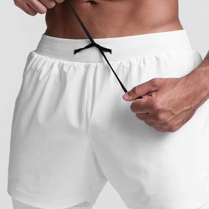 Pantalones Cortos Deportivos de Compresión 2 en 1 para Hombre, Secado Rápido, Antibacterianos, para Correr y Gimnasio, Cintura Elástica, Logotipo Personalizado, Diseño Sólido - Product Image 1